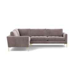 Heal's Eton Left Hand Facing Corner Sofa Smart Luxe Velvet Mushroom Brass Feet