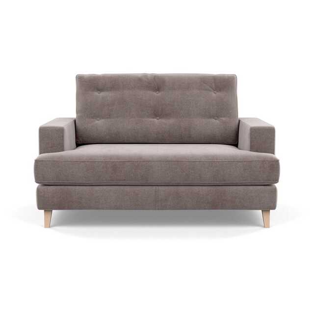 Heal's Mistral Loveseat Smart Luxe Velvet Mushroom Natural Feet