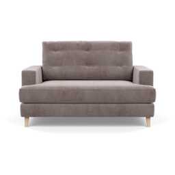 Heal's Mistral Loveseat Smart Luxe Velvet Mushroom Natural Feet