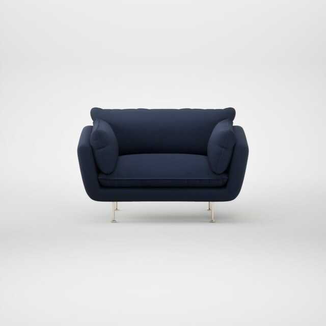 Heal's Allora Loveseat Smart Cotton Linen Indigo Stainless Steel Feet