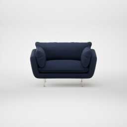 Heal's Allora Loveseat Smart Cotton Linen Indigo Stainless Steel Feet