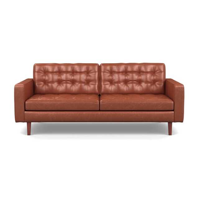 Heal's Hepburn 3 Seater Stonewash Leather Light Brown 274 Walnut Feet - image 1