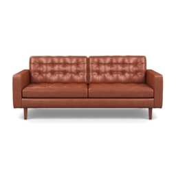 Heal's Hepburn 3 Seater Stonewash Leather Light Brown 274 Walnut Feet - thumbnail 1