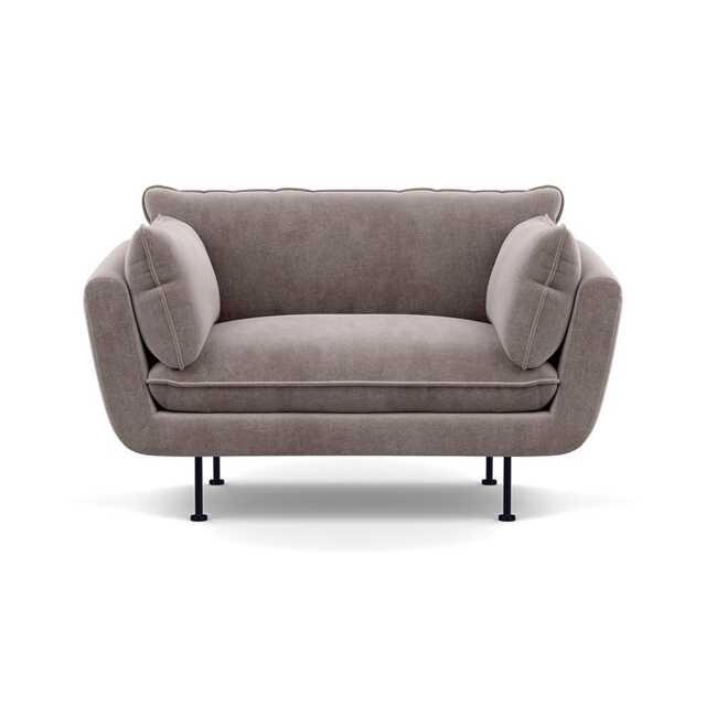Heal's Allora Loveseat Smart Luxe Velvet Mushroom Black Feet