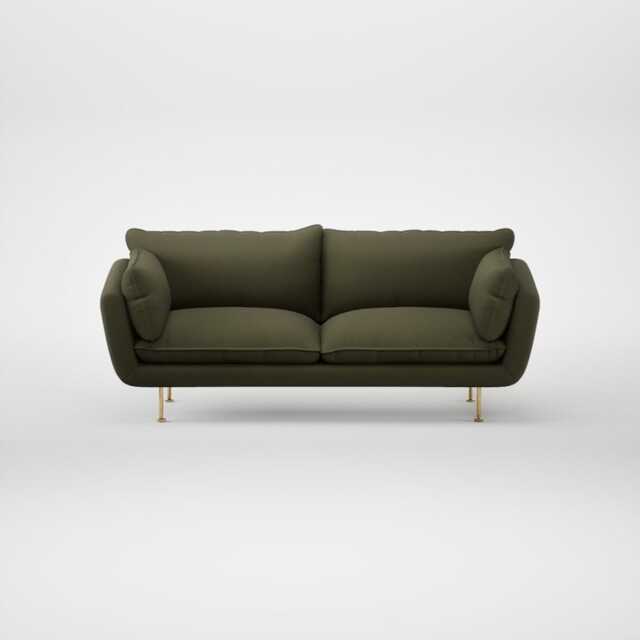 Heal's Allora 3 Seater Sofa Smart Cotton Linen Myrtle Brass Feet