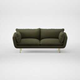 Heal's Allora 3 Seater Sofa Smart Cotton Linen Myrtle Brass Feet