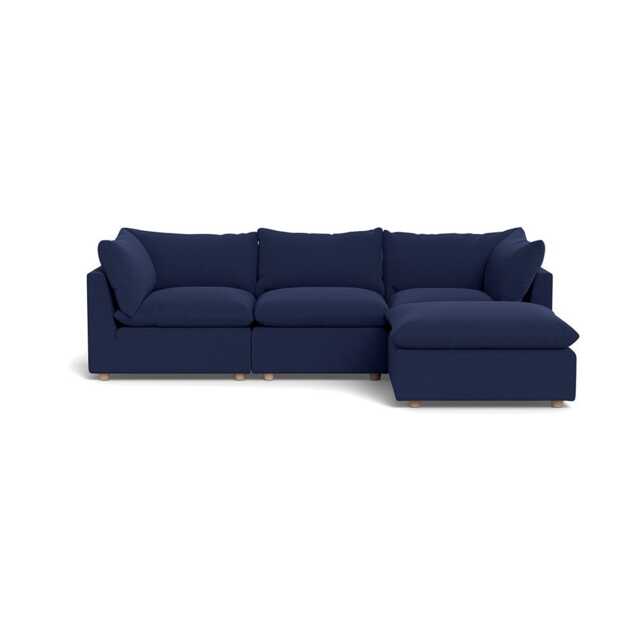 Heal's Astrid Right Hand Facing Corner Sofa Melton Wool New Navy Natural Beech Feet