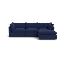 Heal's Astrid Right Hand Facing Corner Sofa Melton Wool New Navy Natural Beech Feet