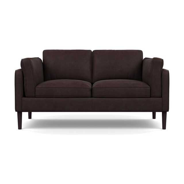 Heal's Sonno 2 Seater Heritage Leather Dark Walnut 2069 Wenge Black Feet
