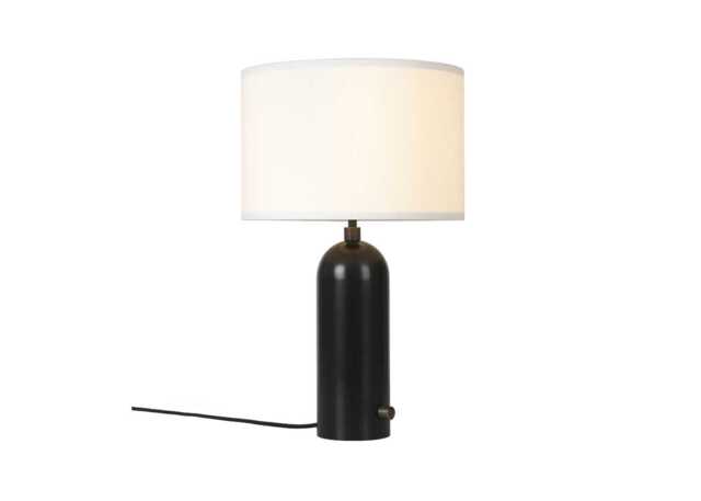 Gubi Gravity Table Lamp Small Blackened Steel Base White Shade