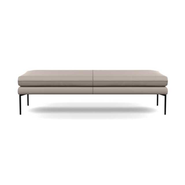 Heal's Matera Bench 160cm Leather Grain Light Grey 060 Black Feet