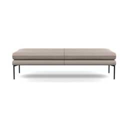 Heal's Matera Bench 160cm Leather Grain Light Grey 060 Black Feet