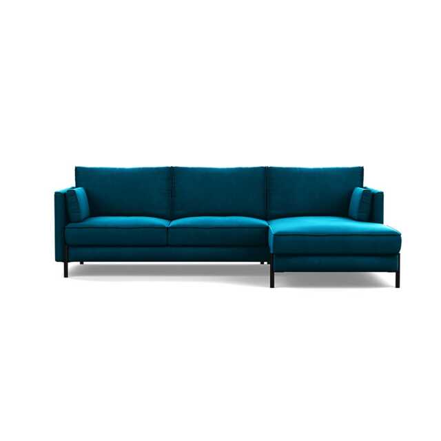 Heal's Tortona Right Hand Facing 4 Seater Corner Chaise Velvet Teal Black Feet - image 1