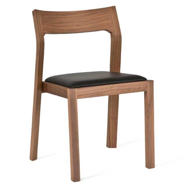 Case Profile Chair, Walnut with Black Leather Seat