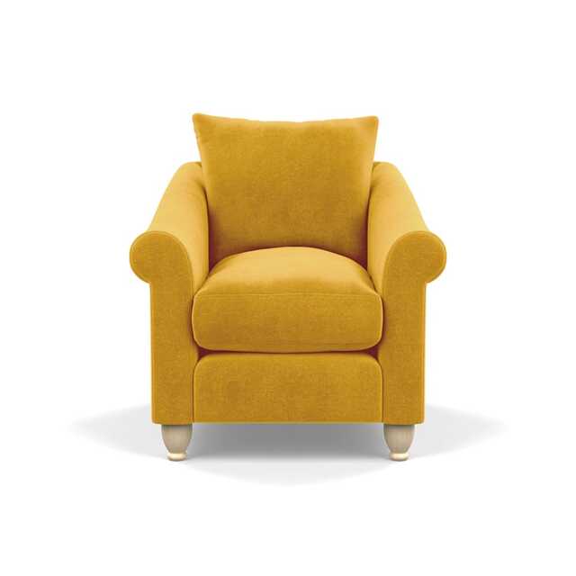 Heal's Devon Armchair Smart Luxe Velvet Canary Natural Feet