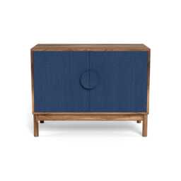Heal's Tinta Small Sideboard Walnut Carcass Blue Stain Doors