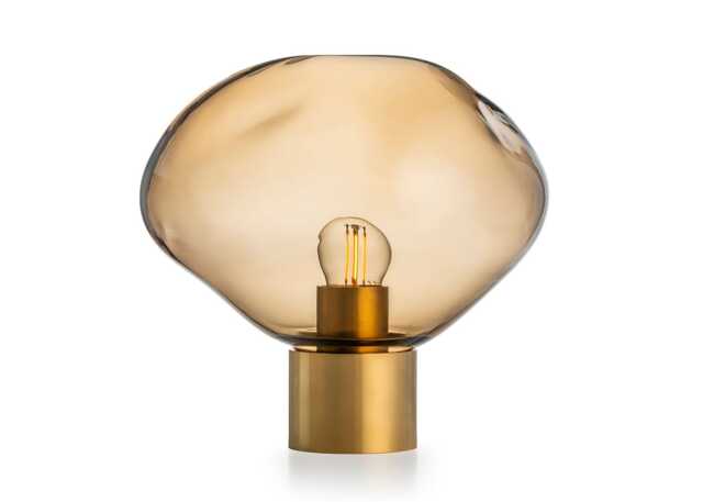 Hadeland Glassverk Crystal Stone Table Lamp Cocoa & Brass