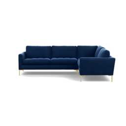 Heal's Eton Right Hand Facing Corner Sofa Velvet Midnight Brass Feet