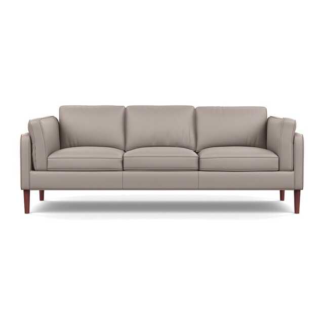 Heal's Sonno 4 Seater Leather Grain Light Grey 060 Walnut Feet - image 1