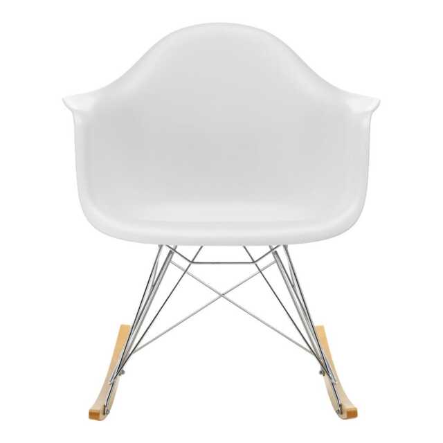 Vitra Eames RAR Armchair RE in Cotton White Chrome Base 02 Golden Maple Skids - image 1