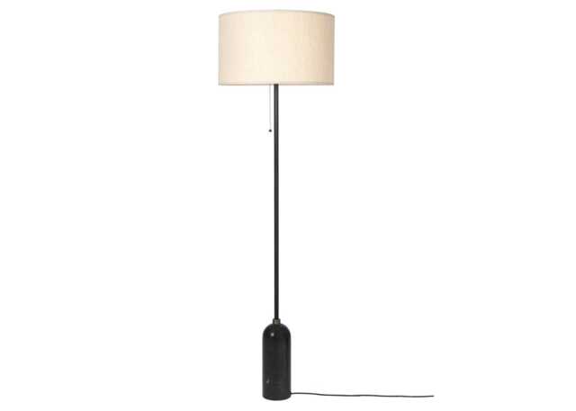 Gubi Gravity Floor Lamp Black Marble Base Canvas Shade