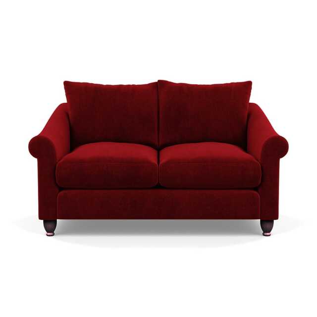 Heal's Devon 2 Seater Sofa Smart Luxe Velvet Mulberry Walnut Stained Feet - image 1