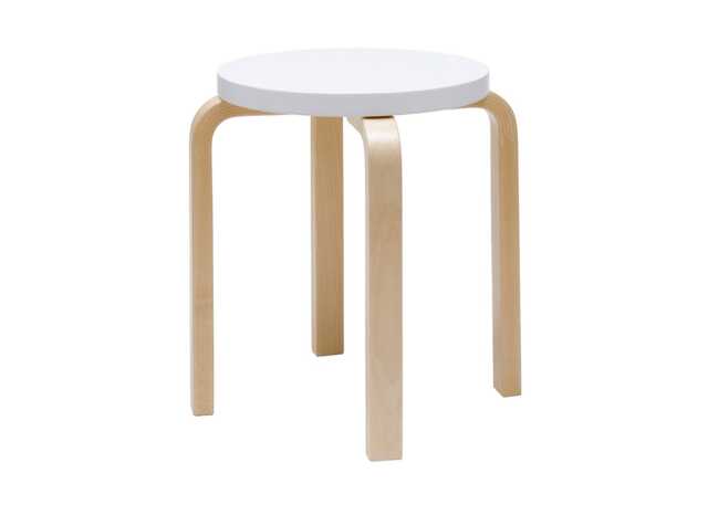 Stool E60 Natural Lacquered Birch White Lacquered