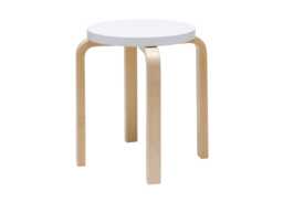 Stool E60 Natural Lacquered Birch White Lacquered