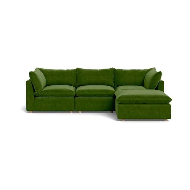 Heal's Astrid Right Hand Facing Corner Sofa Smart Luxe Velvet Grass Natural Beech Feet