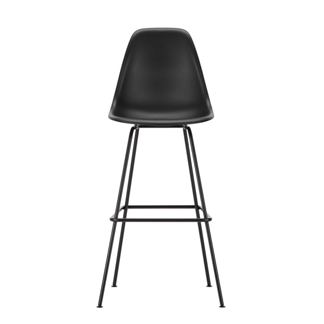 Vitra Eames Plastic Stool RE High Deep Black Basic Dark Powdered Legs