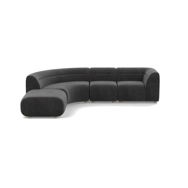 Heal's Lilli Left Hand Facing Curved Corner Sofa Smart Luxe Velvet Nickel Natural Beech Feet