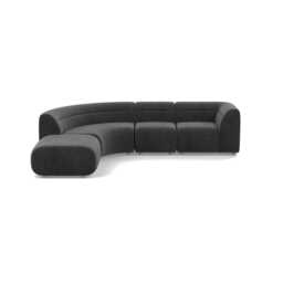Heal's Lilli Left Hand Facing Curved Corner Sofa Smart Luxe Velvet Nickel Natural Beech Feet