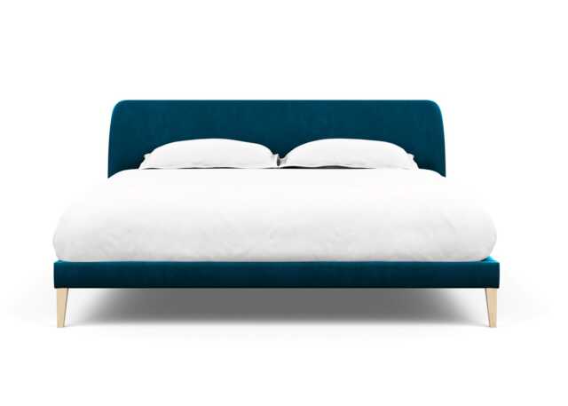 Heal's Wallis Bed Super King Velvet Teal Natural Feet