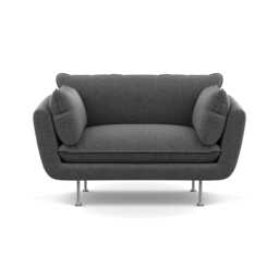 Heal's Allora Loveseat Melton Wool Granite Stainless Steel Feet
