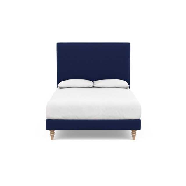 Heal's Shallow Divan Double Melton Wool New Navy Light Turned Solid Wood Feet - image 1