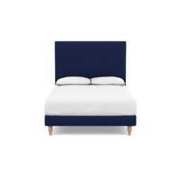 Heal's Shallow Divan Double Melton Wool New Navy Light Turned Solid Wood Feet