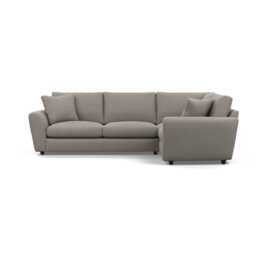 Heal's Snooze Right Hand Facing Corner Sofa Broad Weave Pebble Black Feet