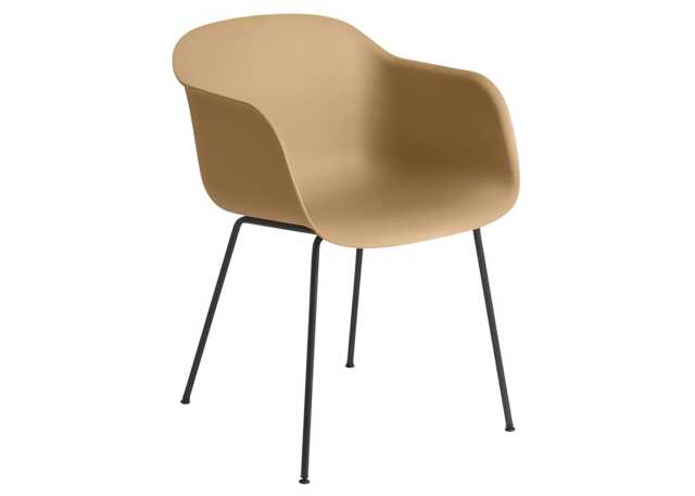 Muuto Fiber Armchair Tube Base Normal Shell Ochre/Black