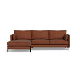 Heal's Tortona Left Hand Facing Chaise Sofa Smart Luxe Velvet Tawny Black Feet - thumbnail 1