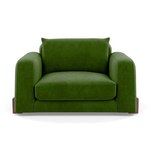 Heal's Nuvola Loveseat Smart Luxe Velvet Grass Walnut Stained Feet