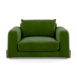 Heal's Nuvola Loveseat Smart Luxe Velvet Grass Walnut Stained Feet