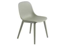 Muuto Fiber Side Chair Wood Base Normal Shell Dusty Green - thumbnail 1