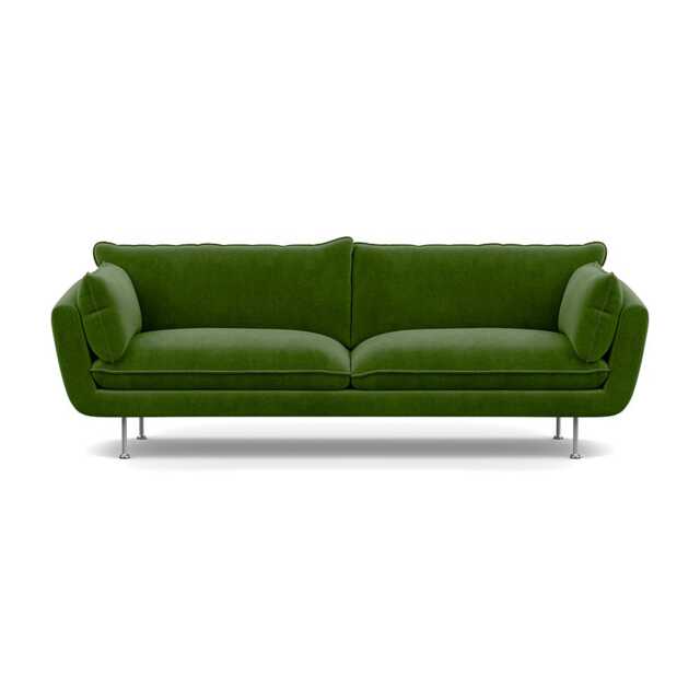 Heal's Allora 4 Seater Sofa Smart Luxe Velvet Grass Stainless Steel Feet