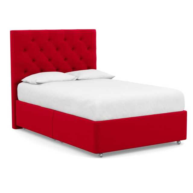 Heal's Deep Divan Double 2 Footend & 2 Continental Melton Wool Red Oxide - image 1