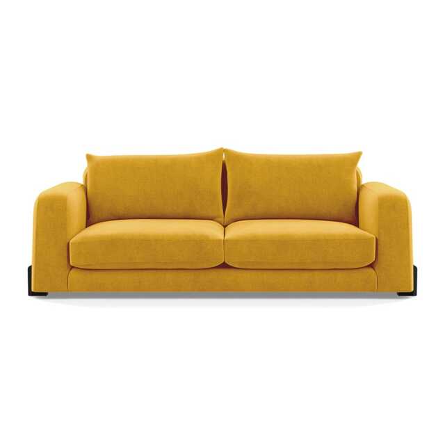 Heal's Nuvola 4 Seater Sofa Smart Luxe Velvet Canary Black Beech Feet