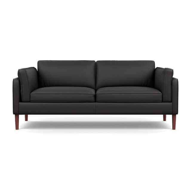 Heal's Sonno 3 Seater Leather Grain Graphite 063 Walnut Feet