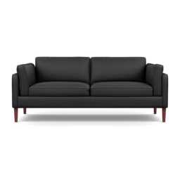 Heal's Sonno 3 Seater Leather Grain Graphite 063 Walnut Feet