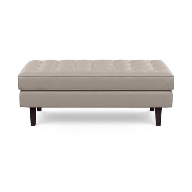 Heal's Hepburn Ottoman Leather Grain Light Grey 060 Wenge Feet