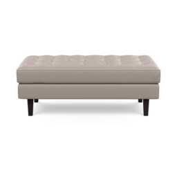 Heal's Hepburn Ottoman Leather Grain Light Grey 060 Wenge Feet