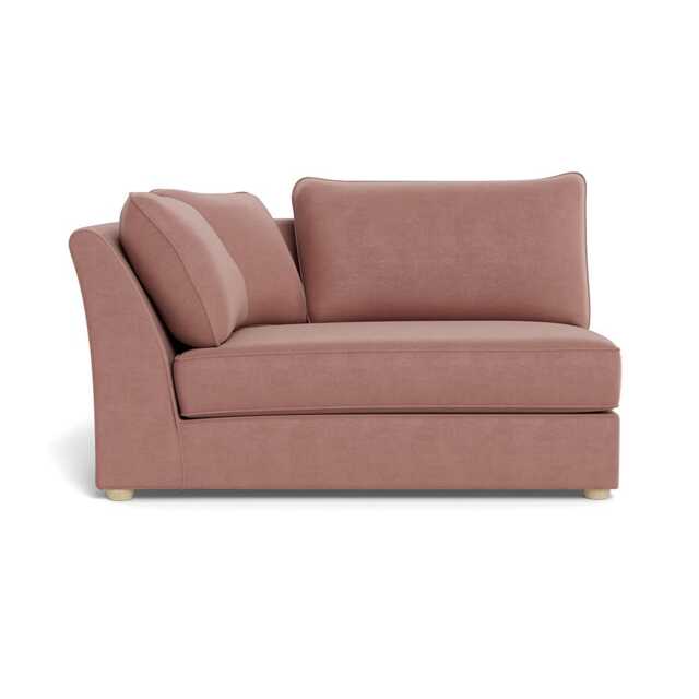 Heal's Tailor Large Curved Left Hand Facing Corner Unit Smart Luxe Velvet Dusky Pink Natural Beech Feet